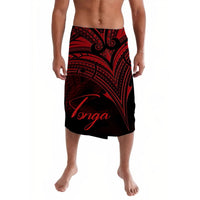 Tonga lavalava wrap skirt, red and black cross-style tribal print