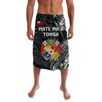 Black Tonga sarong/lavalava with crest and 'MATE MA'A TONGA' graphic print
