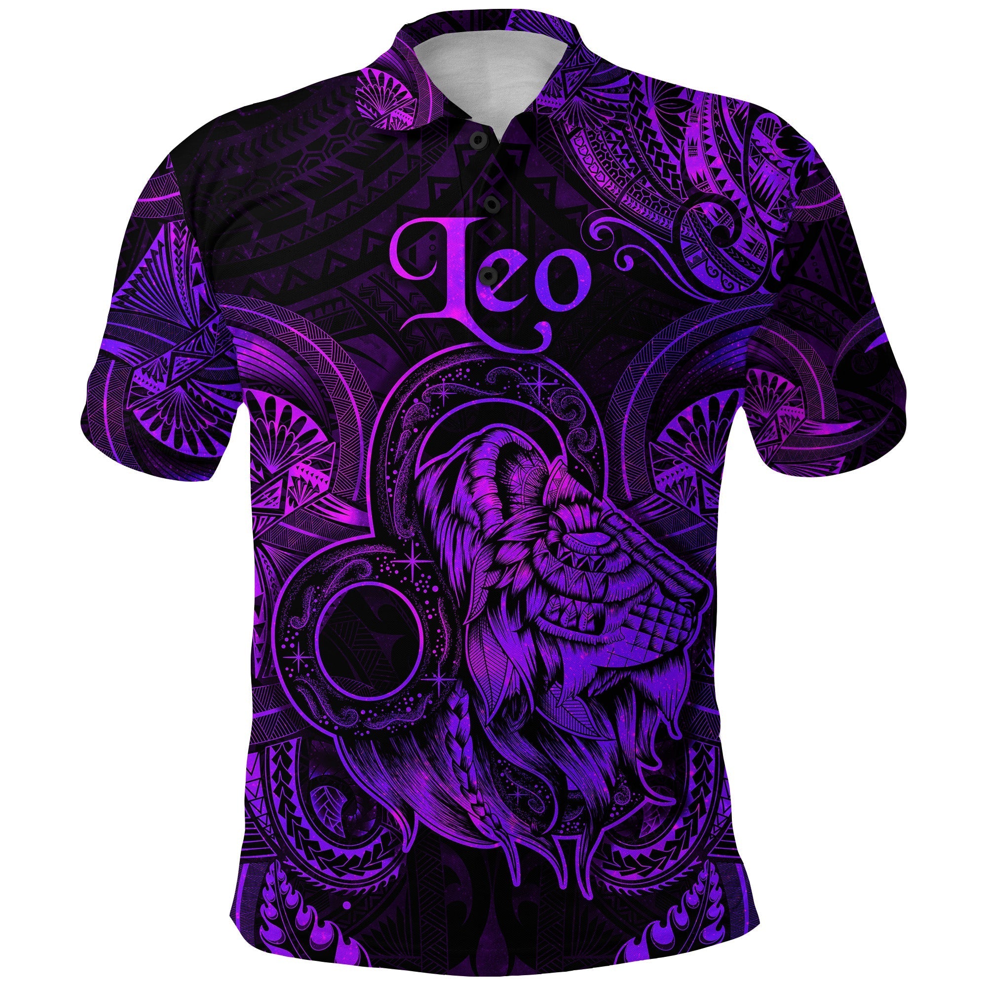 Leo Zodiac Polynesian Polo Shirt Unique Style Purple LT8 - Wonder Print Shop