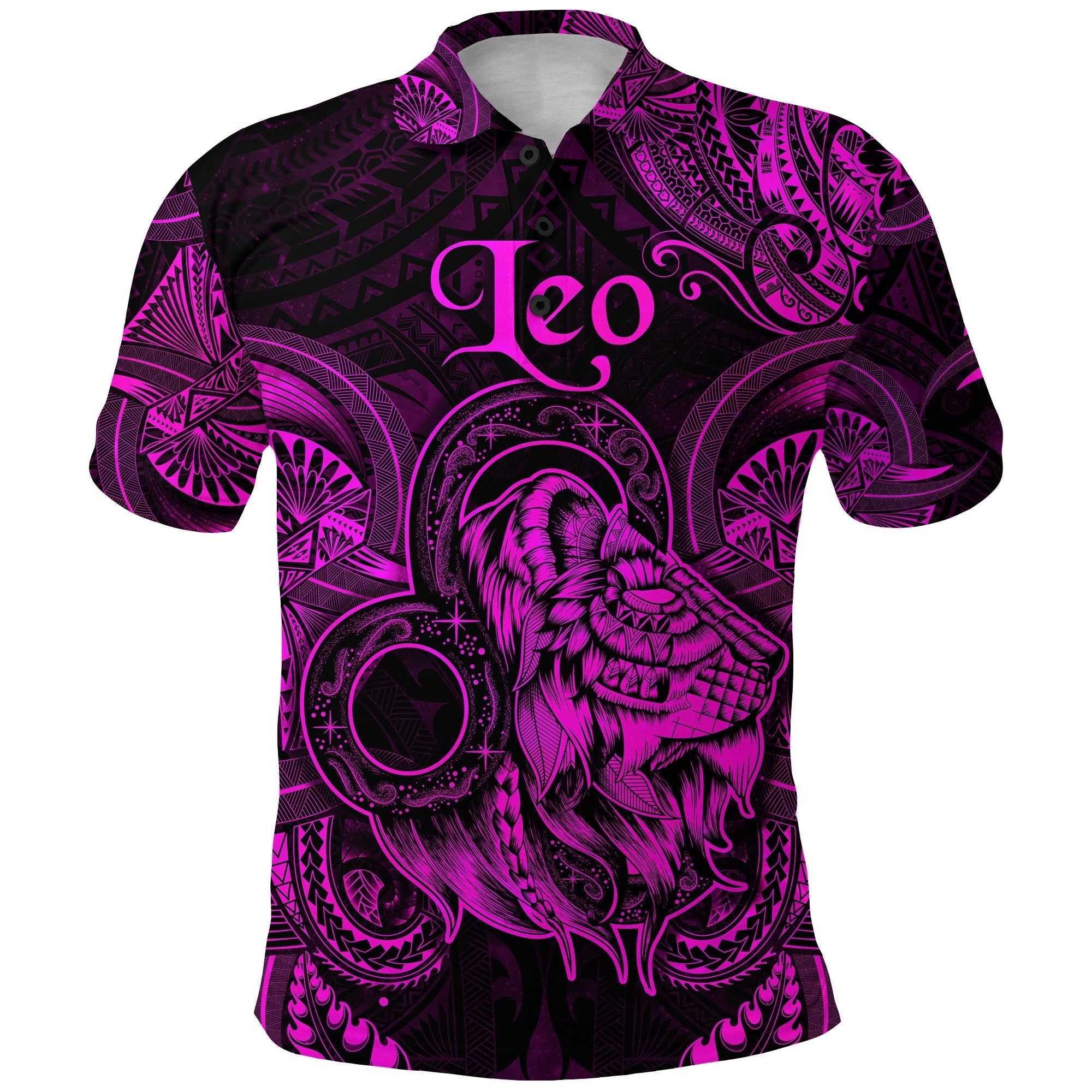 Leo Zodiac Polynesian Polo Shirt Unique Style Pink LT8 - Wonder Print Shop