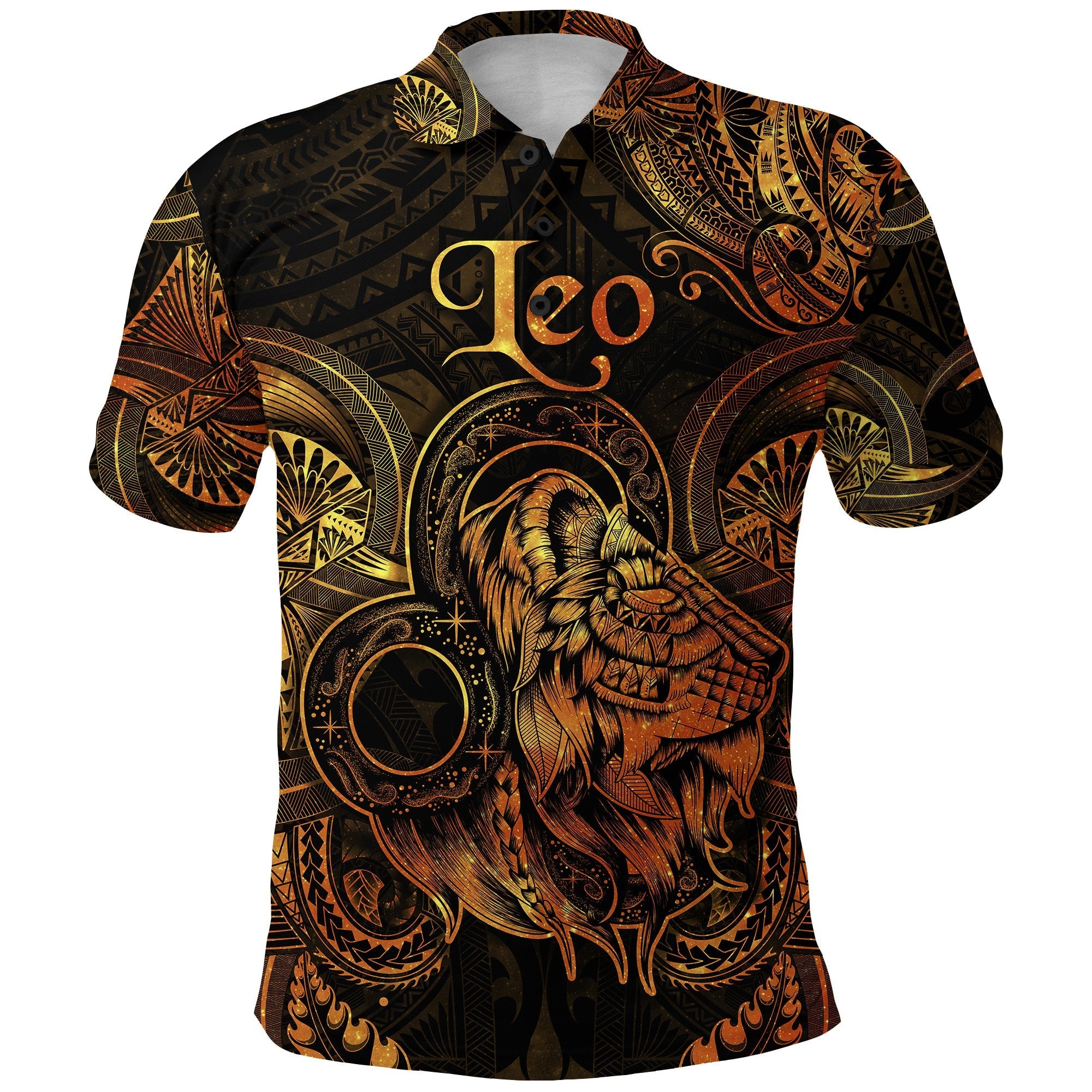 Leo Zodiac Polynesian Polo Shirt Unique Style Gold LT8 - Wonder Print Shop