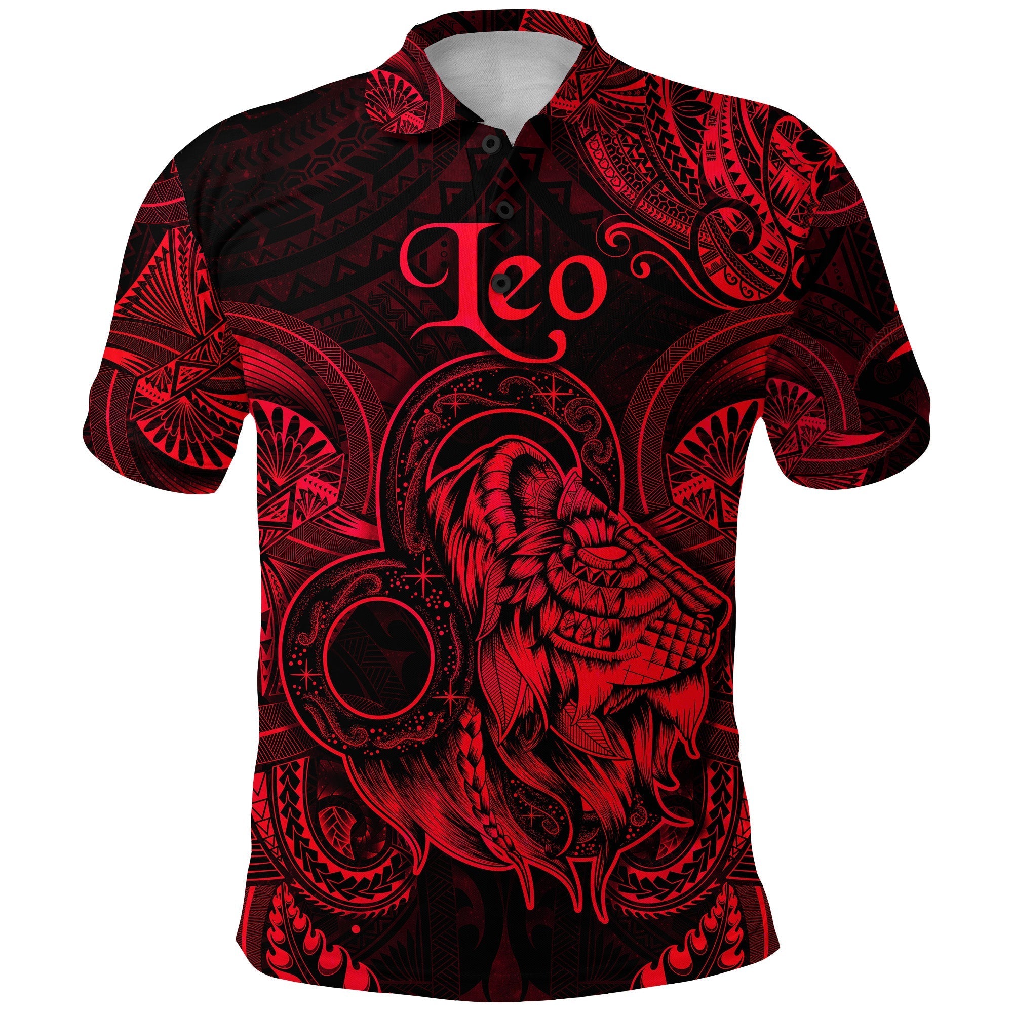 Leo Zodiac Polynesian Polo Shirt Unique Style Red LT8 - Wonder Print Shop