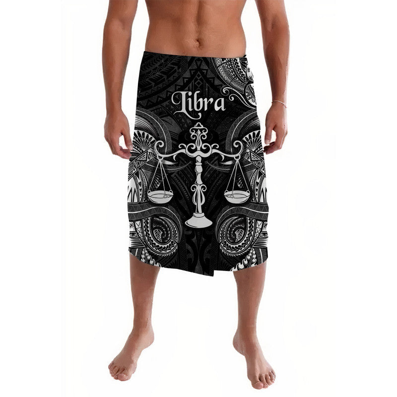 Black lavalava skirt with white Libra zodiac print