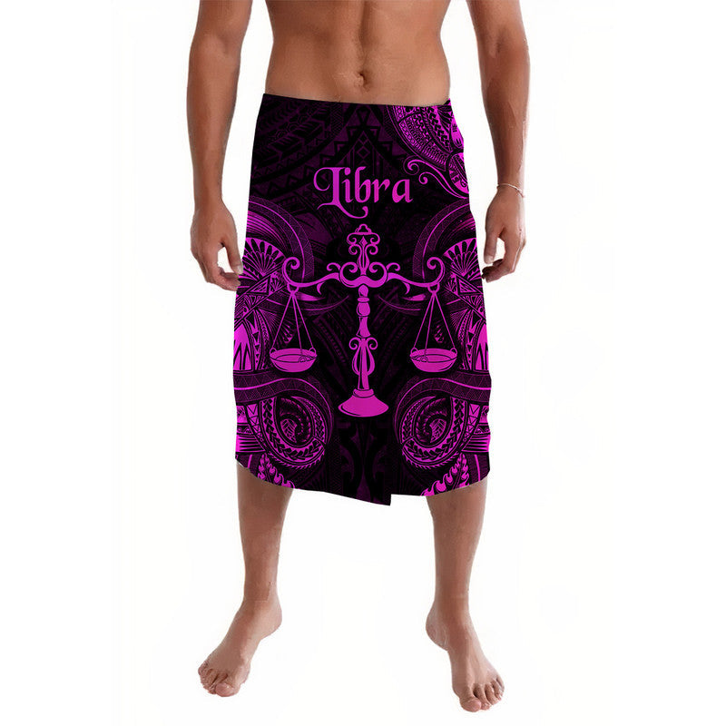Libra zodiac lavalava with dark purple and pink geometric print