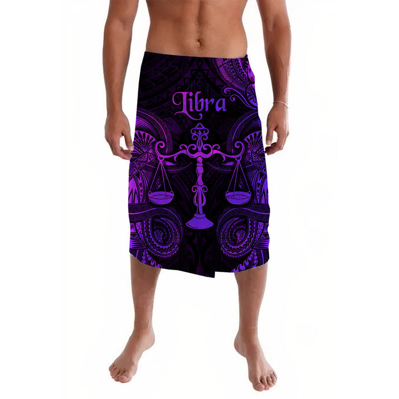 Purple Libra zodiac lavalava wrap skirt with ornate scales print