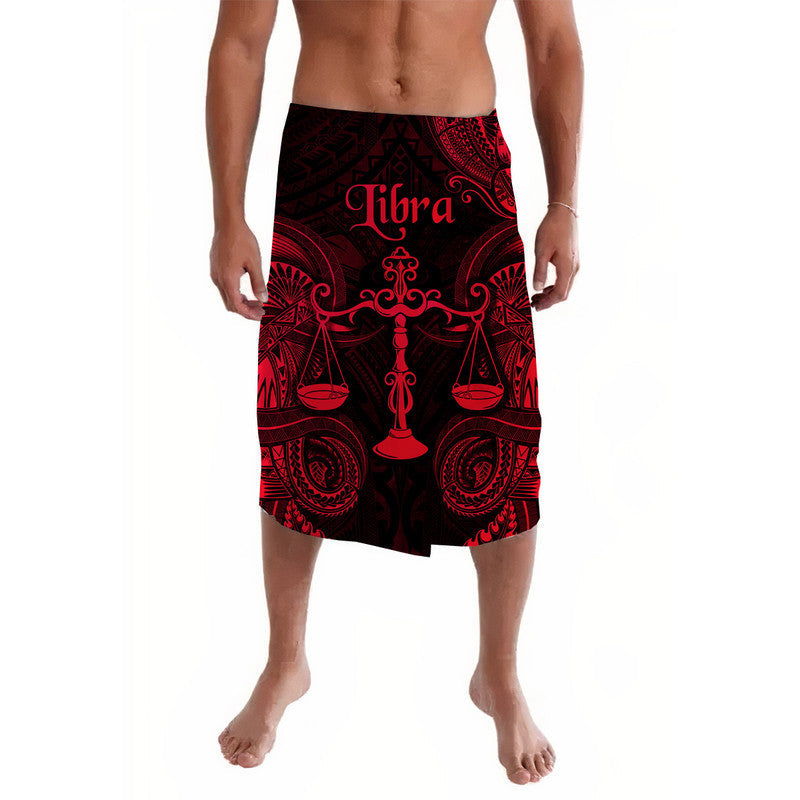Red and black Libra zodiac lavalava skirt with Polynesian pattern