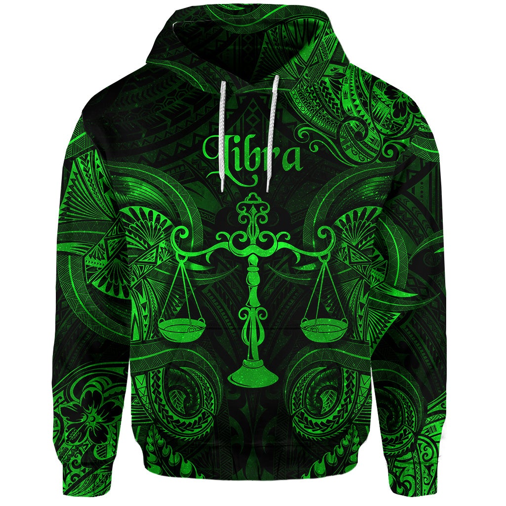 Custom Libra Zodiac Polynesian Hoodie Unique Style Green LT8 - Wonder Print Shop