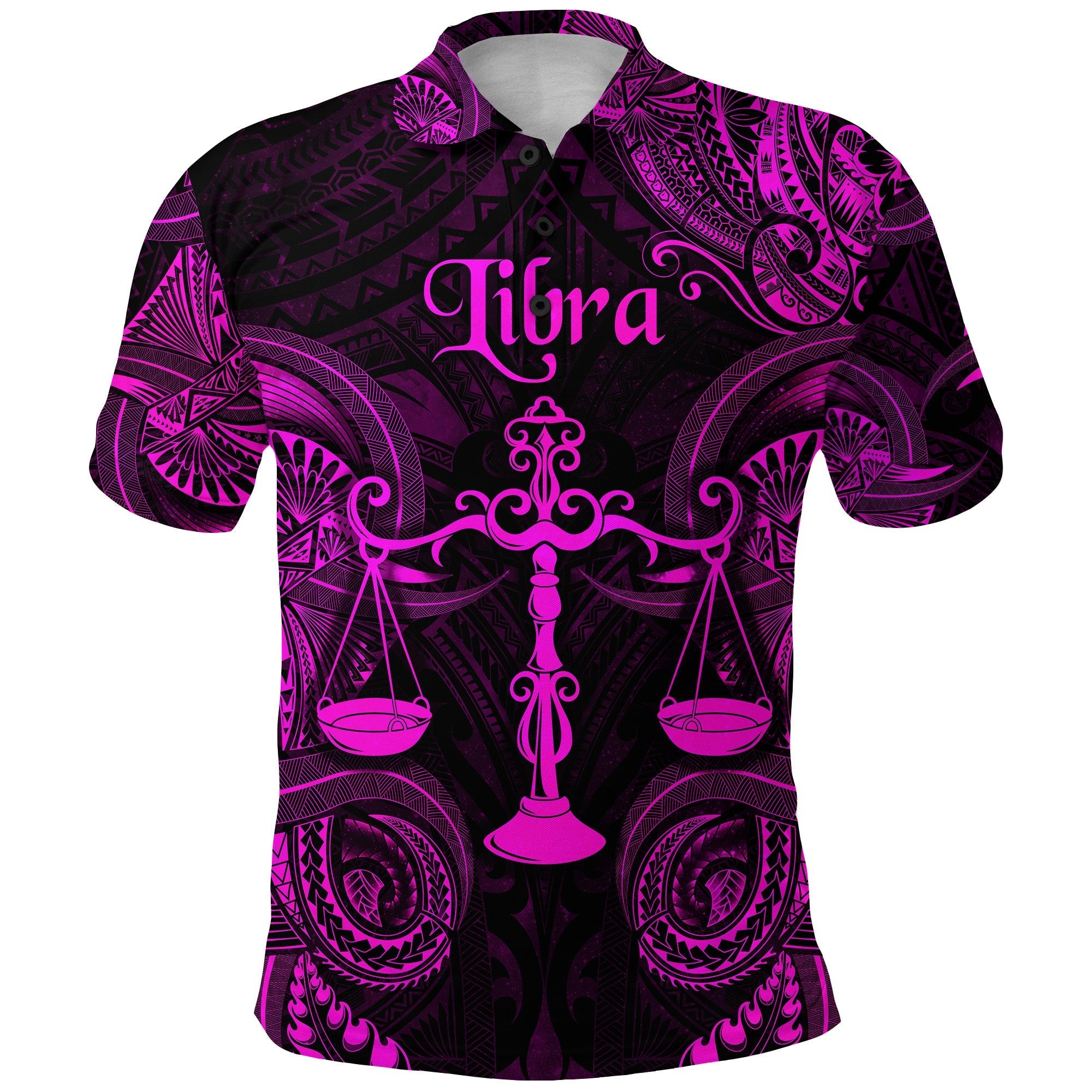 Libra Zodiac Polynesian Polo Shirt Unique Style Pink LT8 - Wonder Print Shop