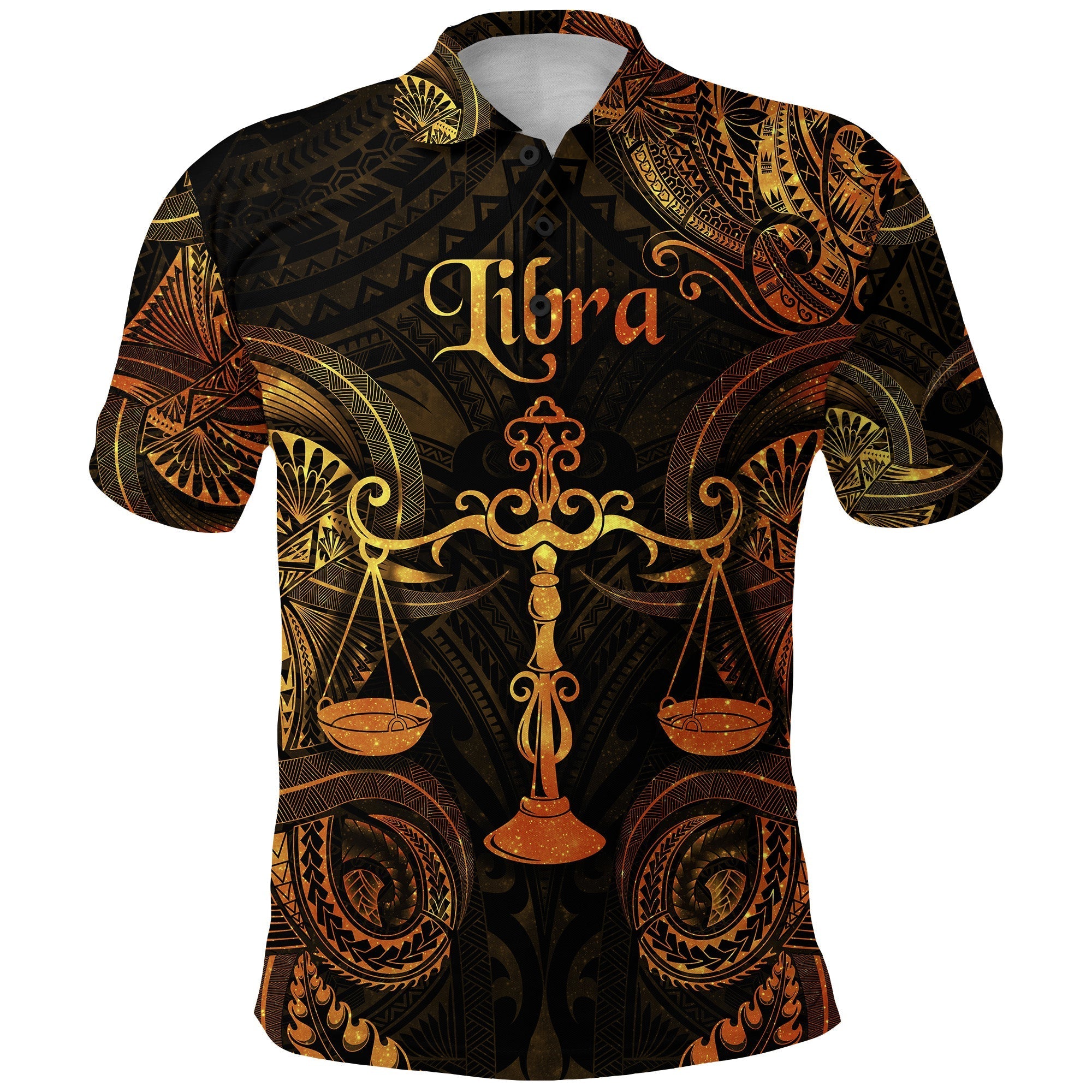 Libra Zodiac Polynesian Polo Shirt Unique Style Gold LT8 - Wonder Print Shop