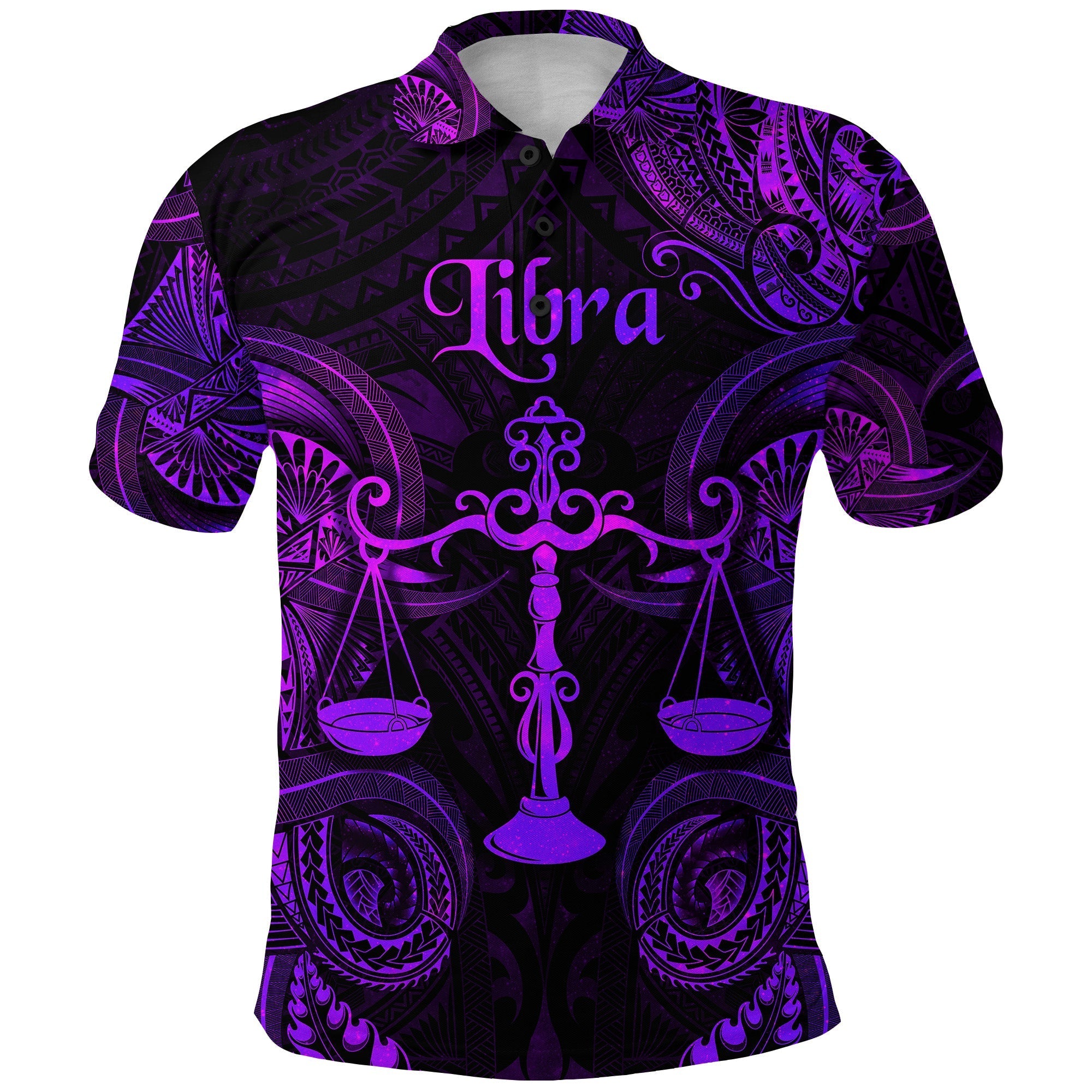 Libra Zodiac Polynesian Polo Shirt Unique Style Purple LT8 - Wonder Print Shop