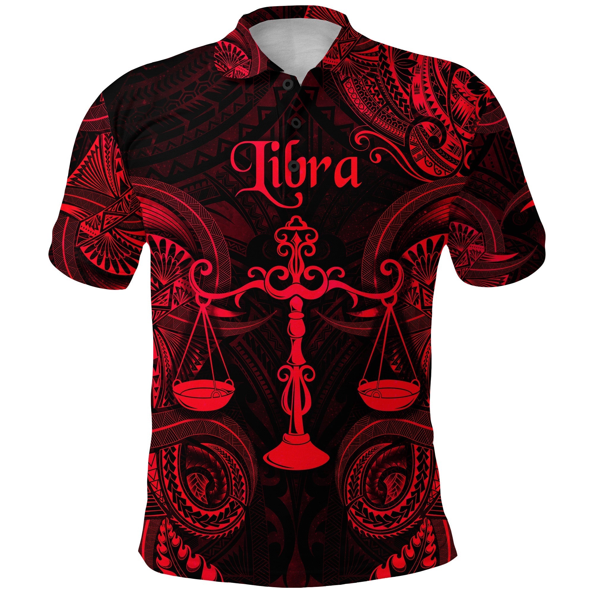 Libra Zodiac Polynesian Polo Shirt Unique Style Red LT8 - Wonder Print Shop