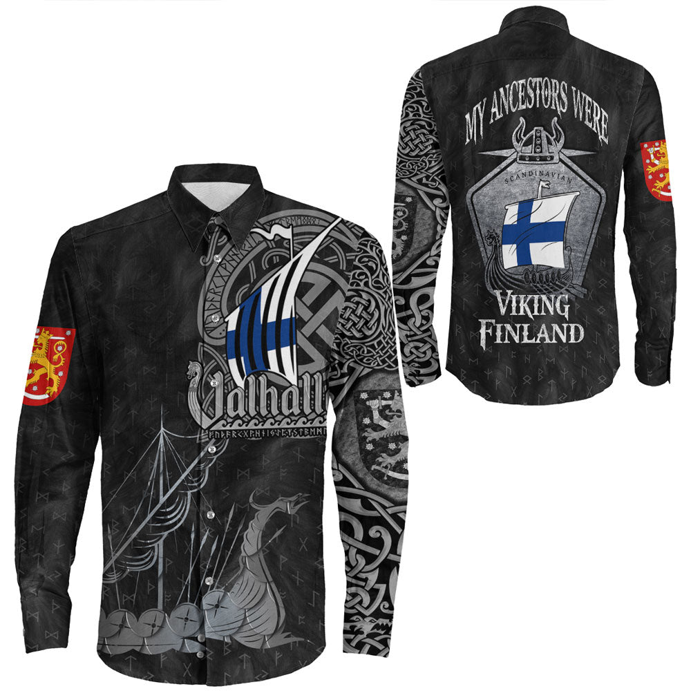 Viking Clothing Viking Finland Drakkar Long Sleeve Button Shirt RLT12 - Wonder Print Shop