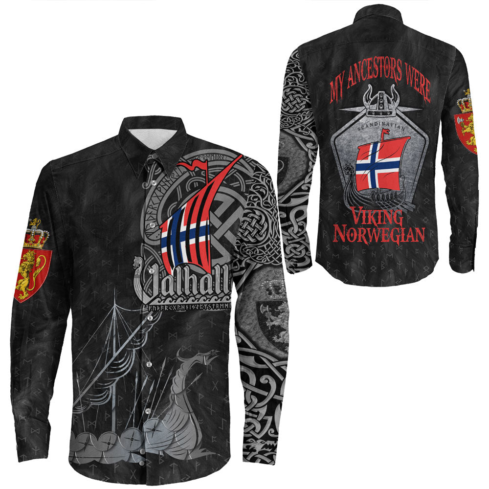 Viking Clothing Viking Norway Drakkar Long Sleeve Button Shirt RLT12 - Wonder Print Shop