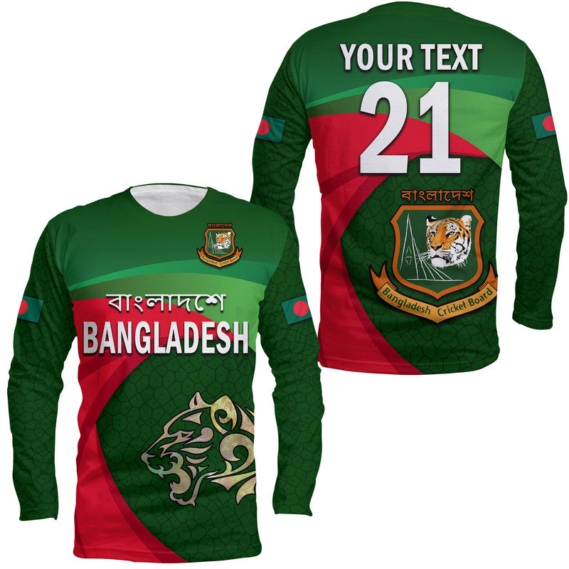 (Custom Personalised) Bangladesh Cricket Team Long Sleeve Shirt Bangla Tigers Simple - Wonder Print Shop