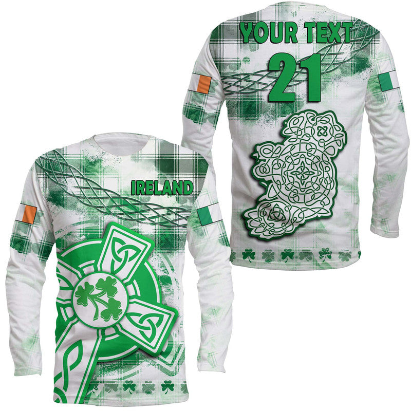 (Custom Personalised And Number) Ireland Cross Cricket Team Long Sleeve Shirt Celtic Irish Green Pattern Unique - Wonder Print Shop