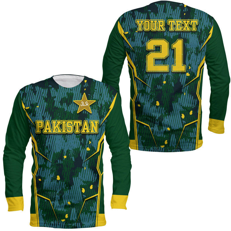 (Custom Personalised) Pakistan Men in Green Cricket Team Long Sleeve Shirt Green Shirts Sport Style - Wonder Print Shop