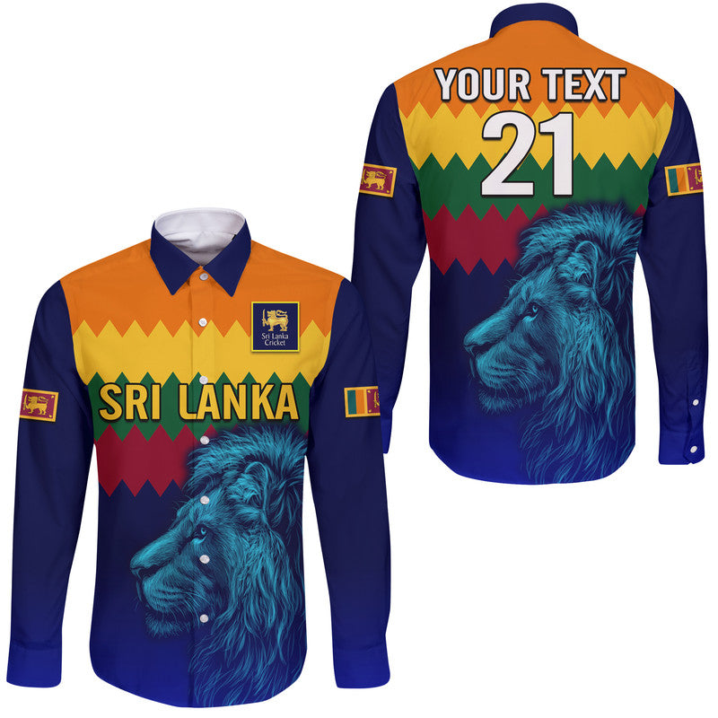 (Custom Personalised) Sri Lanka The Lions Cricket Hawaii Long Sleeve Button Shirt - Wonder Print Shop