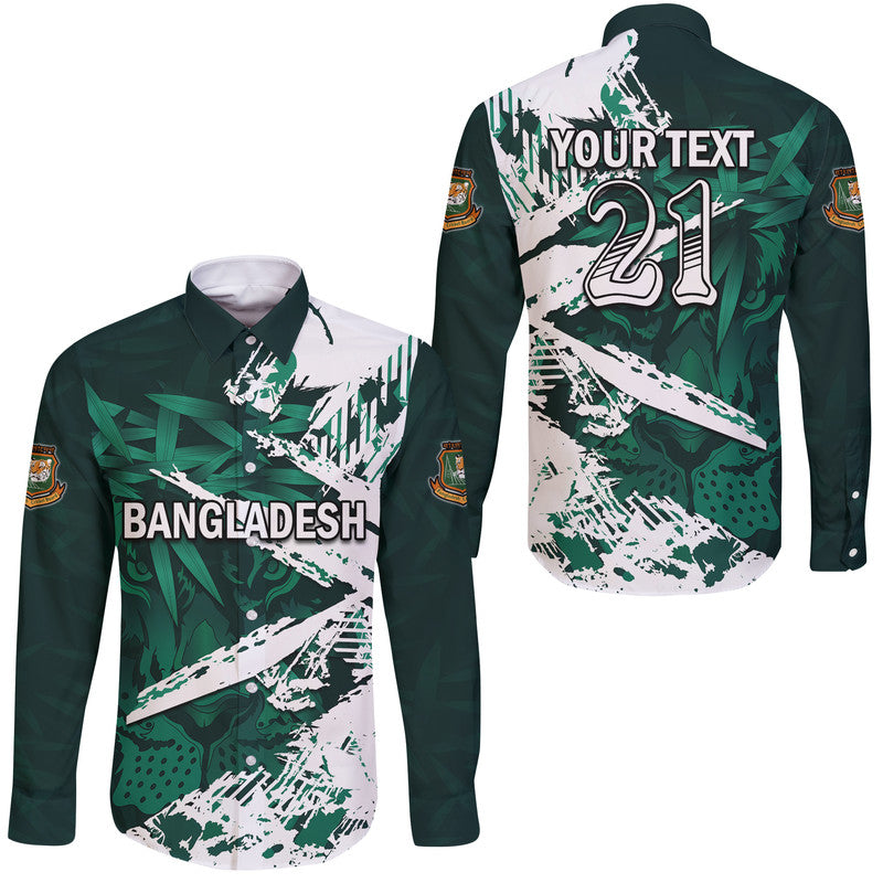 (Custom Personalised) Bangladesh Cricket Team Hawaii Long Sleeve Button Shirt Special Bangla Tigers - Wonder Print Shop