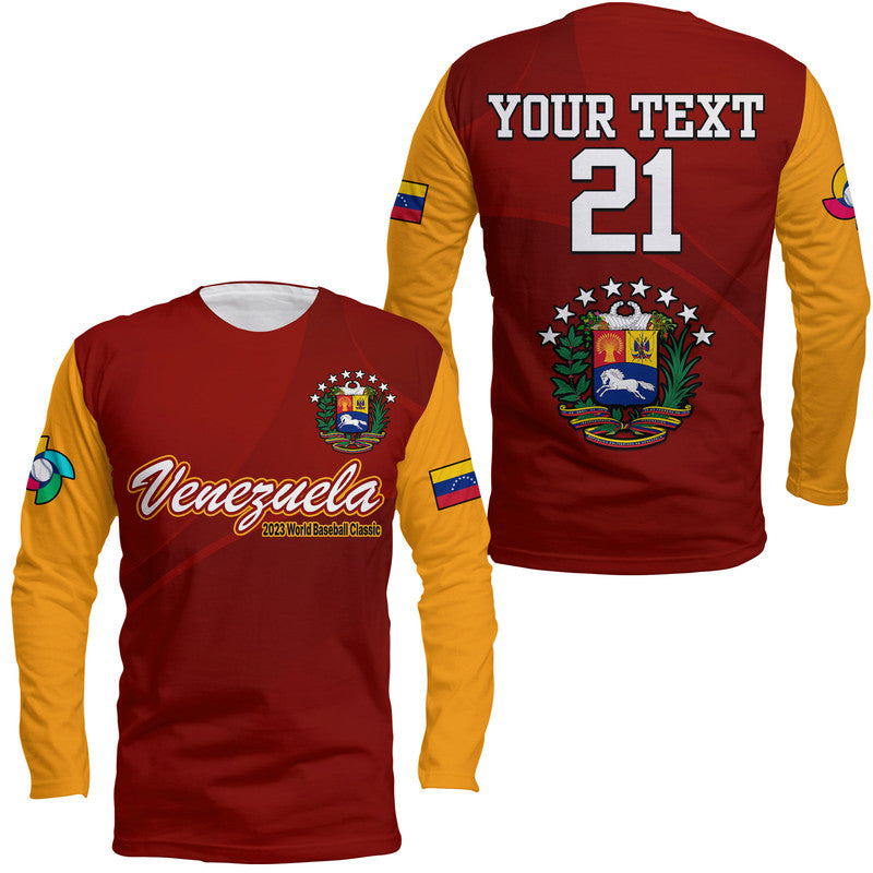 (Custom Personalised) Venezuela Baseball 2023 Long Sleeve Shirt Venezuela Coat Of Arms - Wonder Print Shop