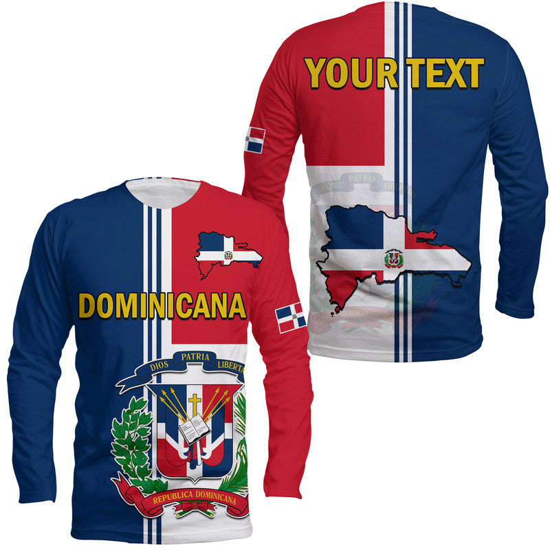 (Custom Personalised) Dominican Republic Long Sleeve Shirt Coat Of Arms And Flag Map - Wonder Print Shop