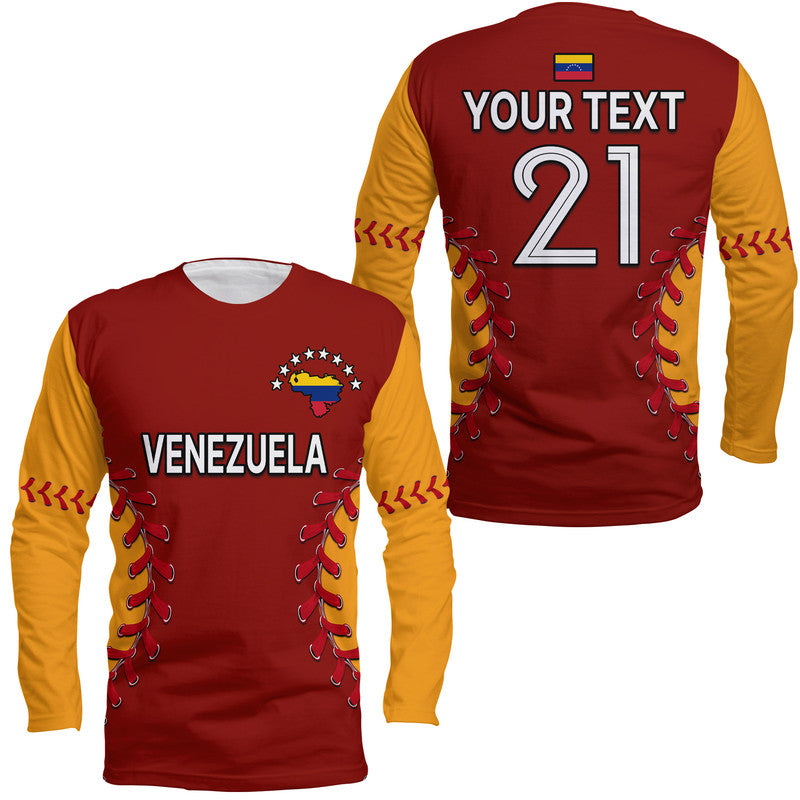 (Custom Personalised) Venezuela Baseball Flag Map Long Sleeve Shirt - Wonder Print Shop