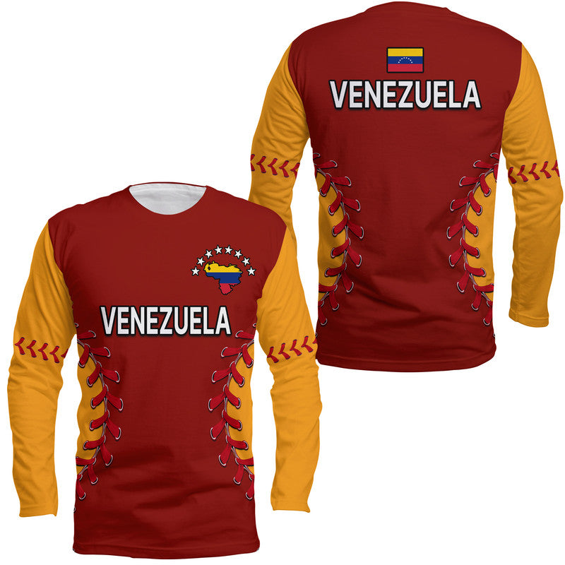 Venezuela Baseball Flag Map Long Sleeve Shirt - Wonder Print Shop