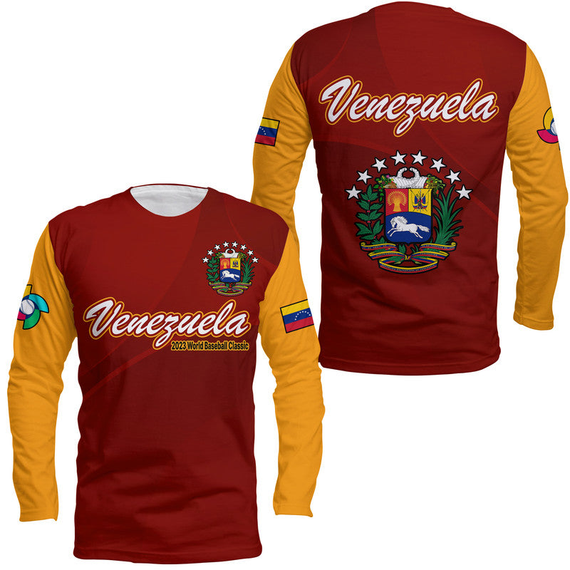 Venezuela Baseball 2023 Long Sleeve Shirt Venezuela Coat Of Arms - Wonder Print Shop