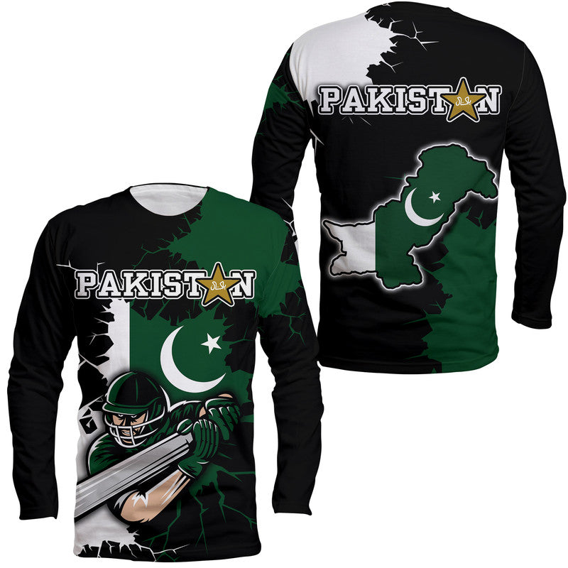 Pakistan Men in Green Cricket Team Long Sleeve Shirt Pakistan Player Flag Style - Wonder Print Shop