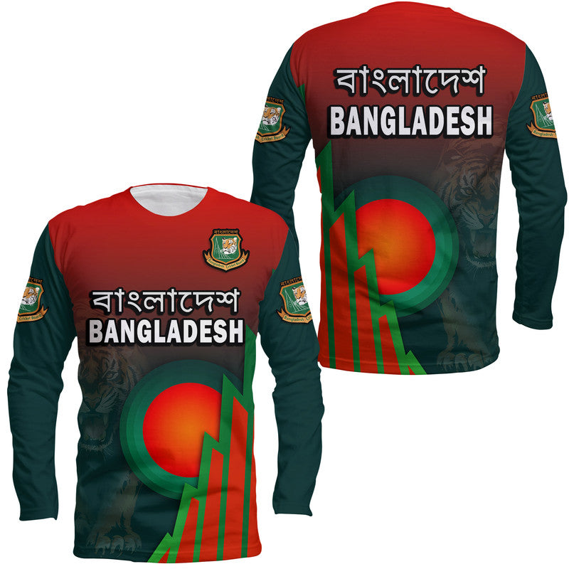 Bangladesh Bangla Tigers Cricket Long Sleeve Shirt Tigers and Bangladesh Flag - Wonder Print Shop