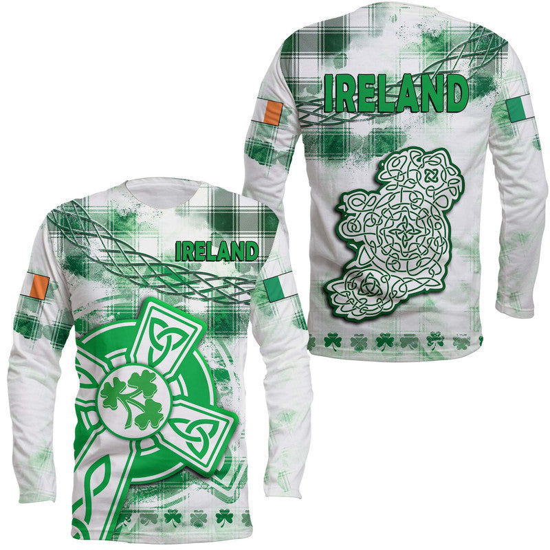 Ireland Cross Cricket Team Long Sleeve Shirt Celtic Irish Green Pattern Unique - Wonder Print Shop