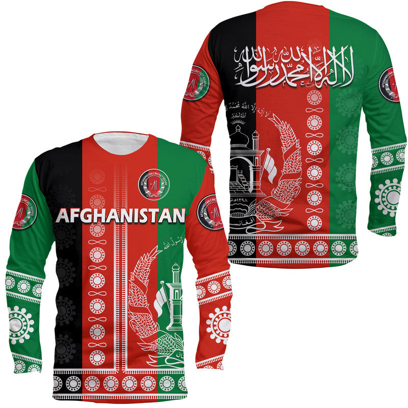 Afghanistan Men's Cricket Team Afghan Traditional Pattern Long Sleeve Shirt - Wonder Print Shop