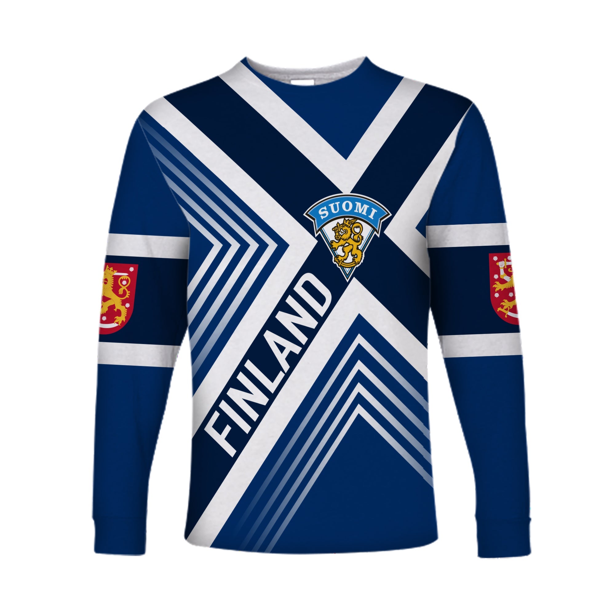 Personalised Finland Ice Hockey World Championships Suomi Long Sleeves Shirt - Blue Version - Wonder Print Shop