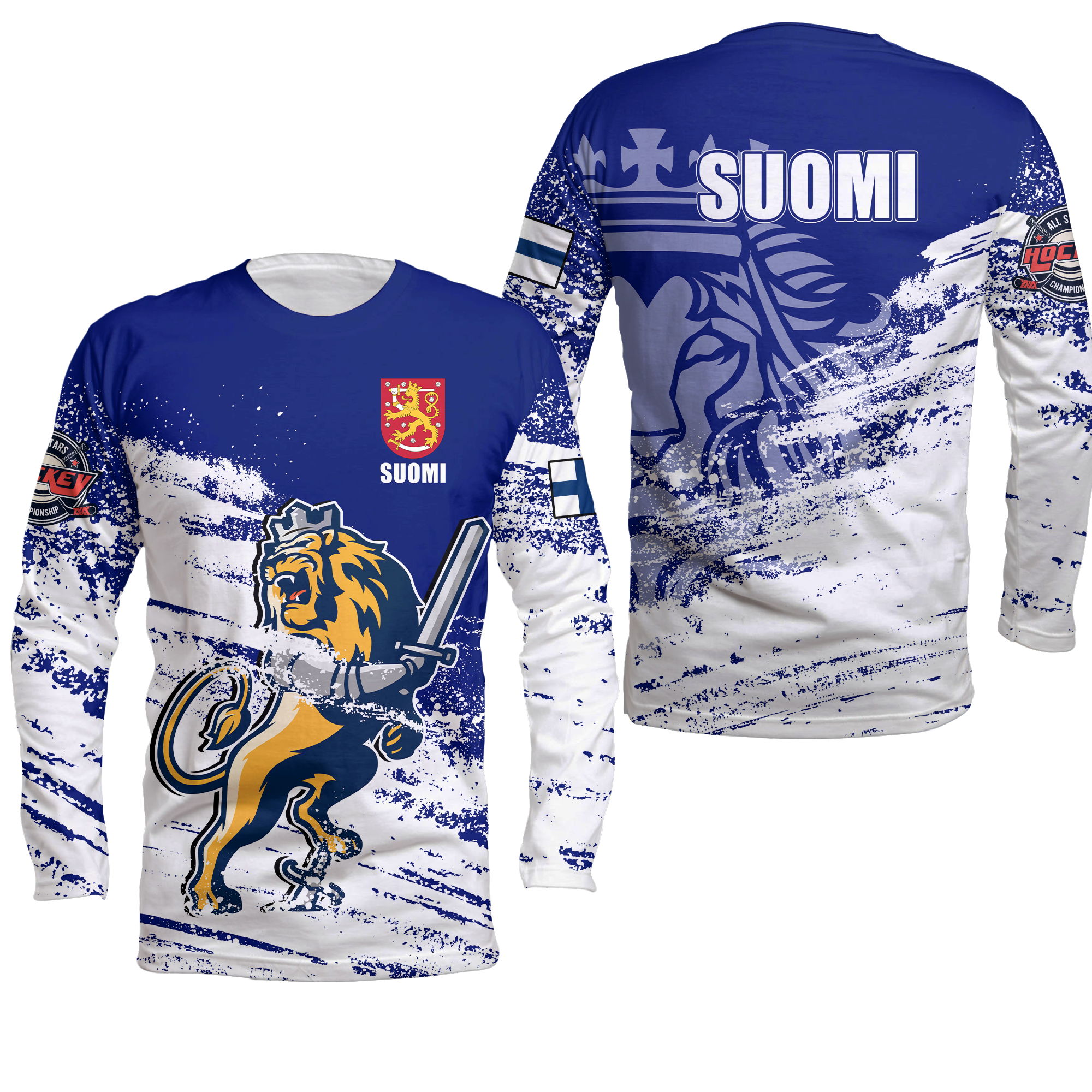 Finland Suomi Leijonat Hockey Long Sleeve Shirt - LT2 - Wonder Print Shop