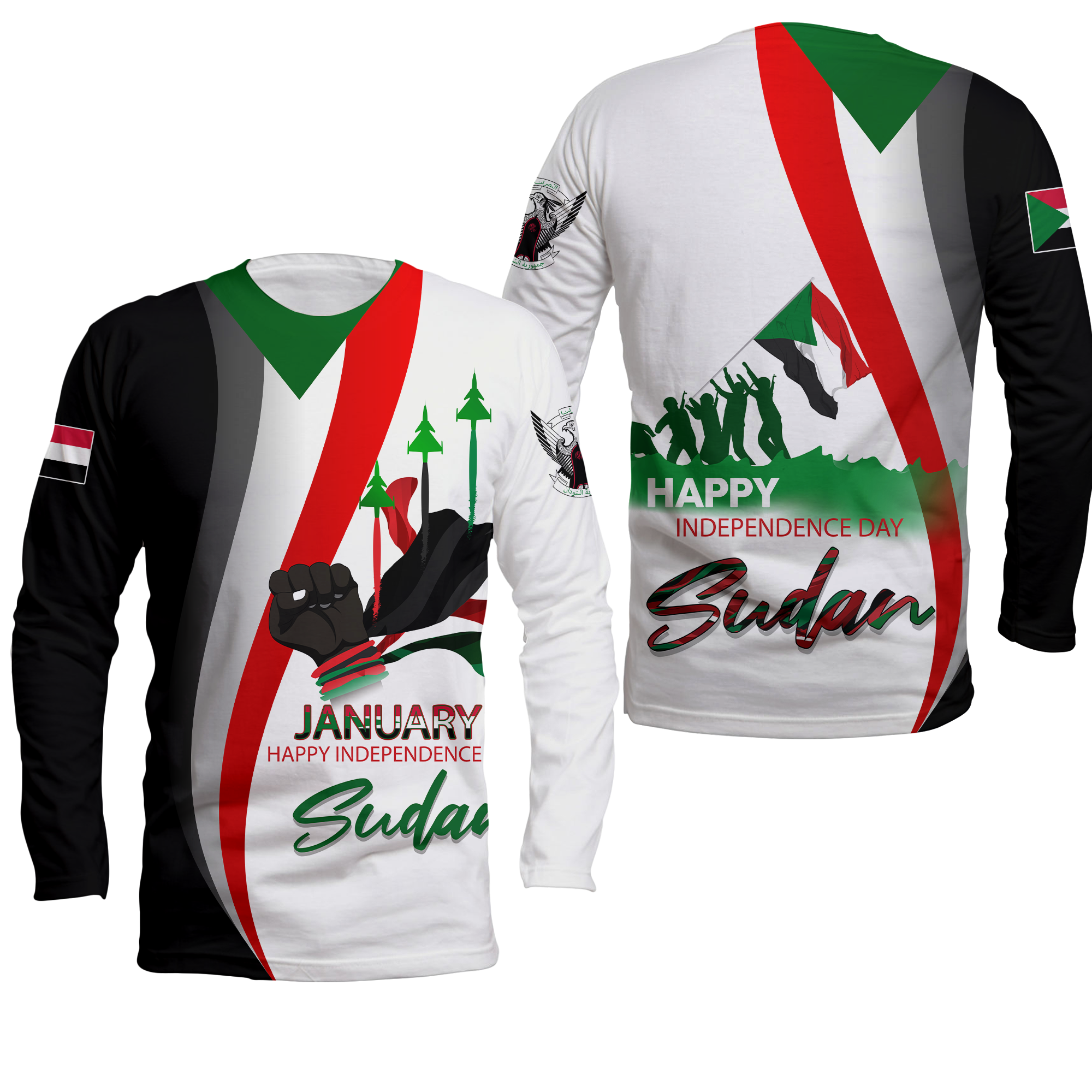 Sudan Happy Independence Day Long Sleeve Shirt - LT2 - Wonder Print Shop