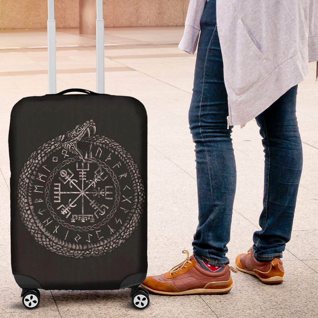 Viking Luggage Covers - Viking Vegvisir with Ouroboros and Runes Luggage Covers RLT12 - Wonder Print Shop