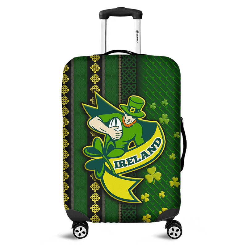 Ireland Celtic Knot Rugby Luggage Cover Irish Gold and Green Pattern - Wonder Print Shop