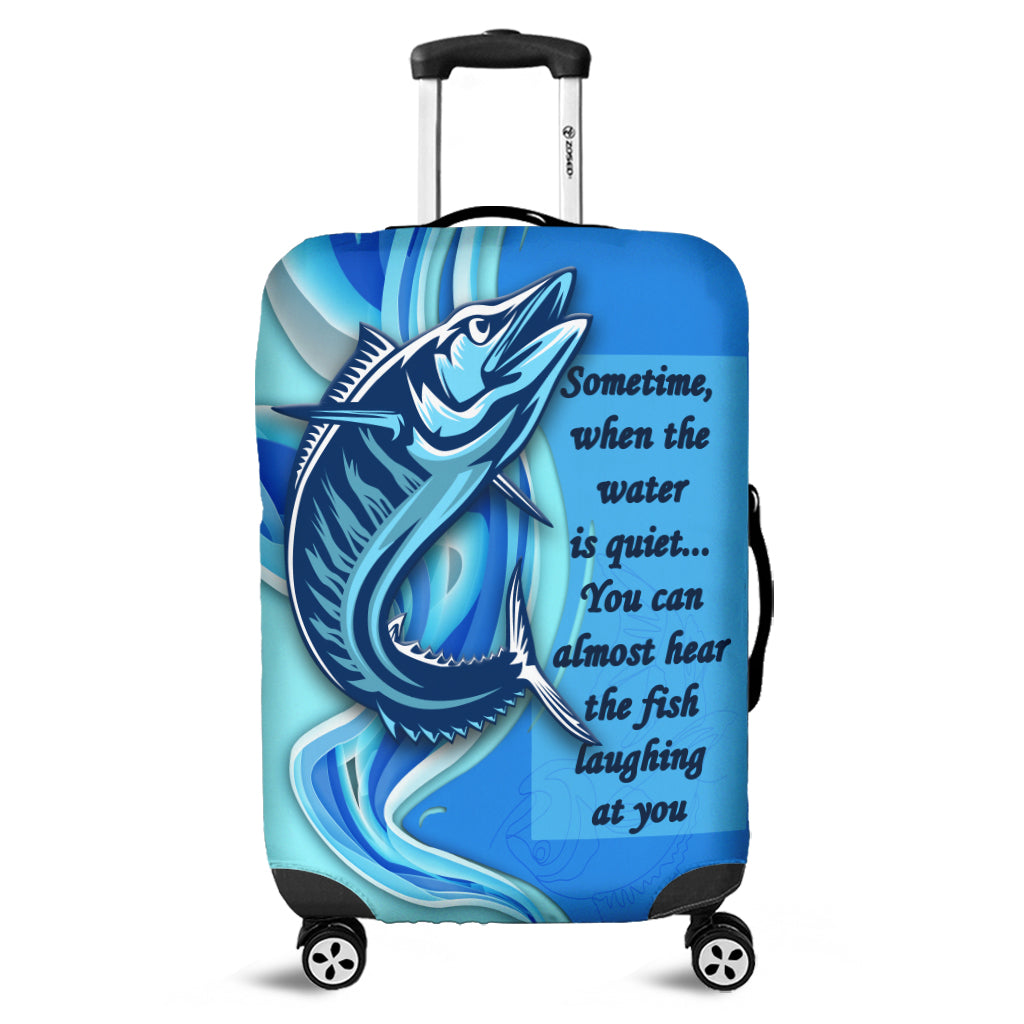 Fathers Day Fishing Quotes Luggage Cover - Ocean Wave Style - Wonder Print Shop