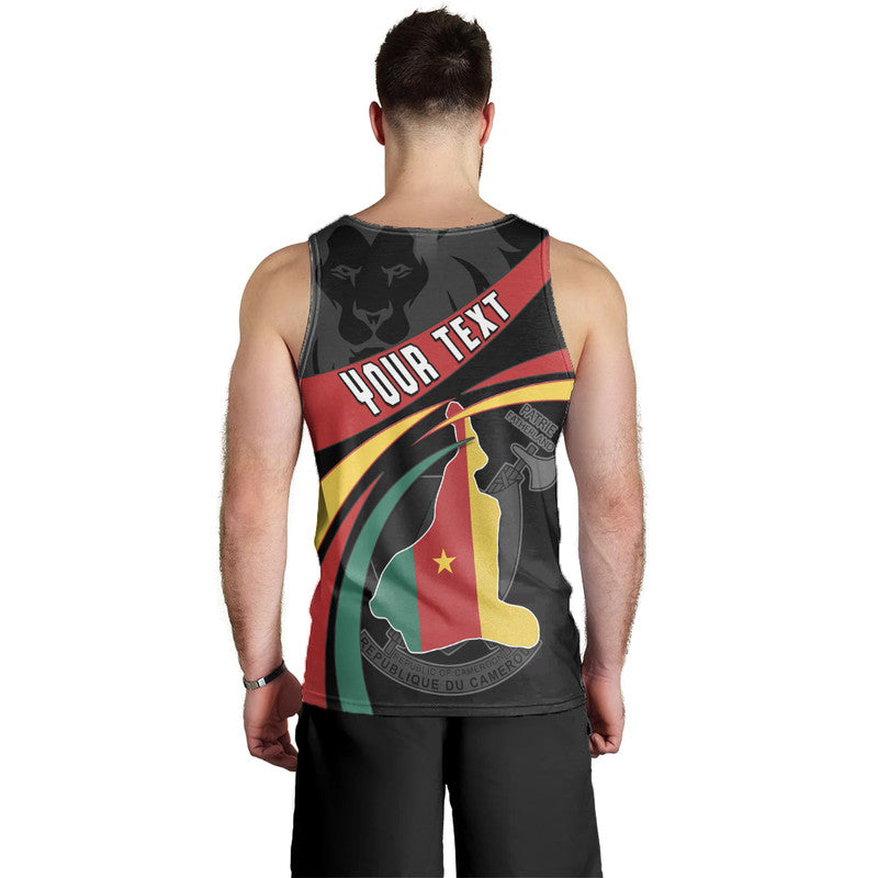 Schwarzes Tanktop-Rückseite mit großem Platzhalter „YOUR TEXT“ und Flaggenmotiv