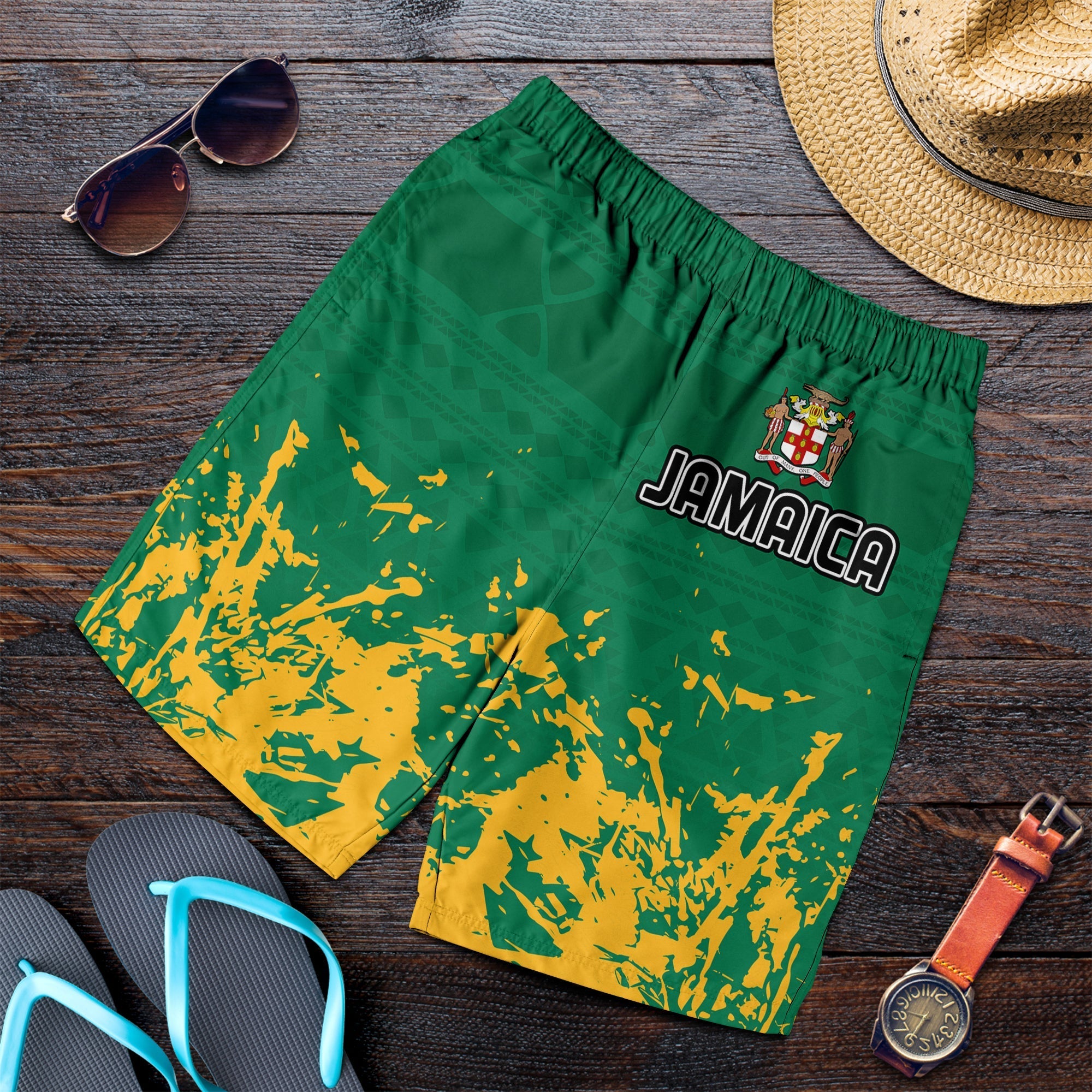 jamaica-athletics-men-shorts-jamaican-flag-with-african-pattern-sporty-style