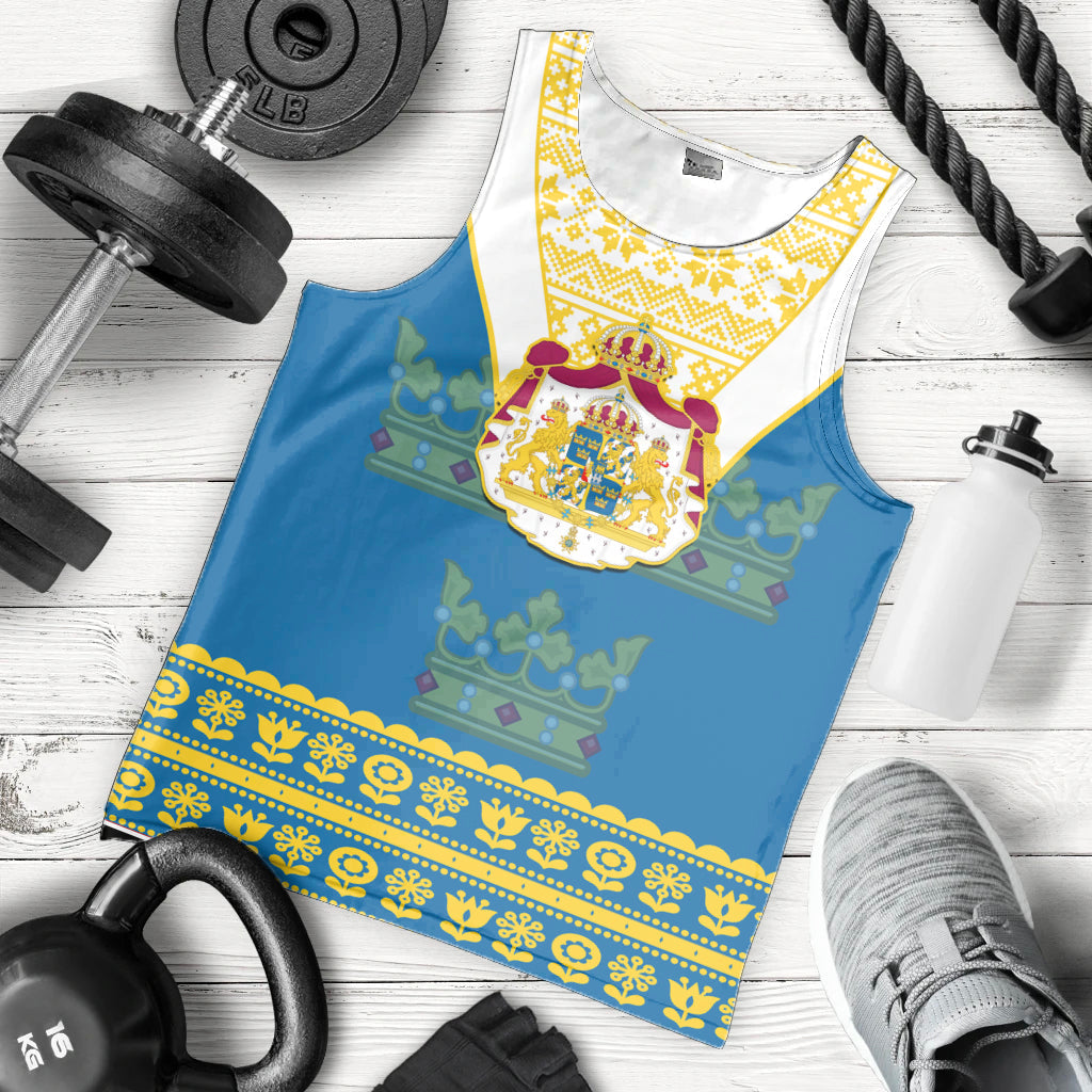 custom-personalised-sweden-men-tank-top-swedish-coat-of-arms-with-scandinavian-flowers