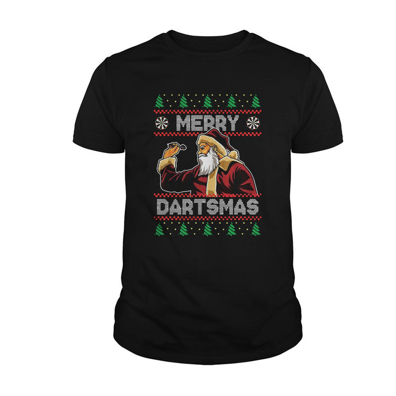 Black T-shirt with Santa dart game graphic