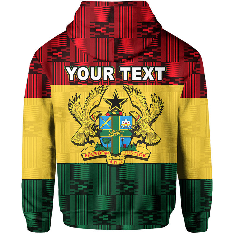Red back hoodie with “YOUR TEXT” over Ghana crest, wings and shield