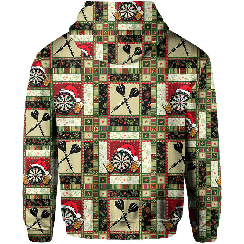 Christmas darts graphic pullover hoodie with hood, full back patchwork pattern