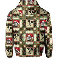 Christmas darts graphic pullover hoodie with hood, full back patchwork pattern