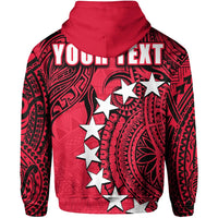 Red hoodie back with 'YOU NEXT' text and white star pattern