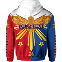 Multicolor eagle hoodie back with hood and 'YOUR TEXT' print, stars