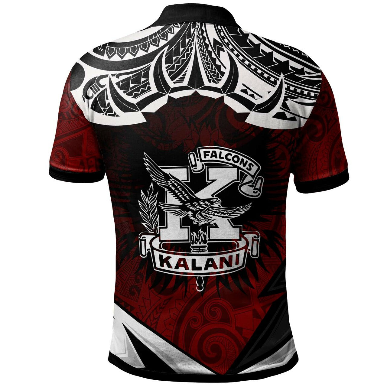 Custom Hawaii Polo Shirt Kalani High School Red Falcon Polynesian Pattern Apparel LT10 - Wonder Print Shop