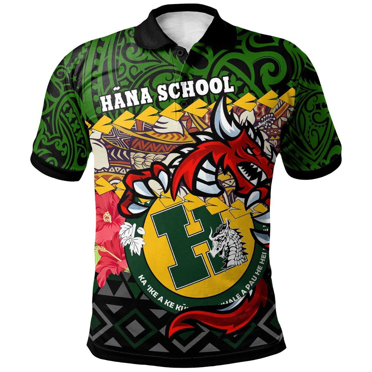 Custom Hawaii Polo Shirt Hana High and intermediate School Dragon Polynesian Pattern LT10 - Wonder Print Shop