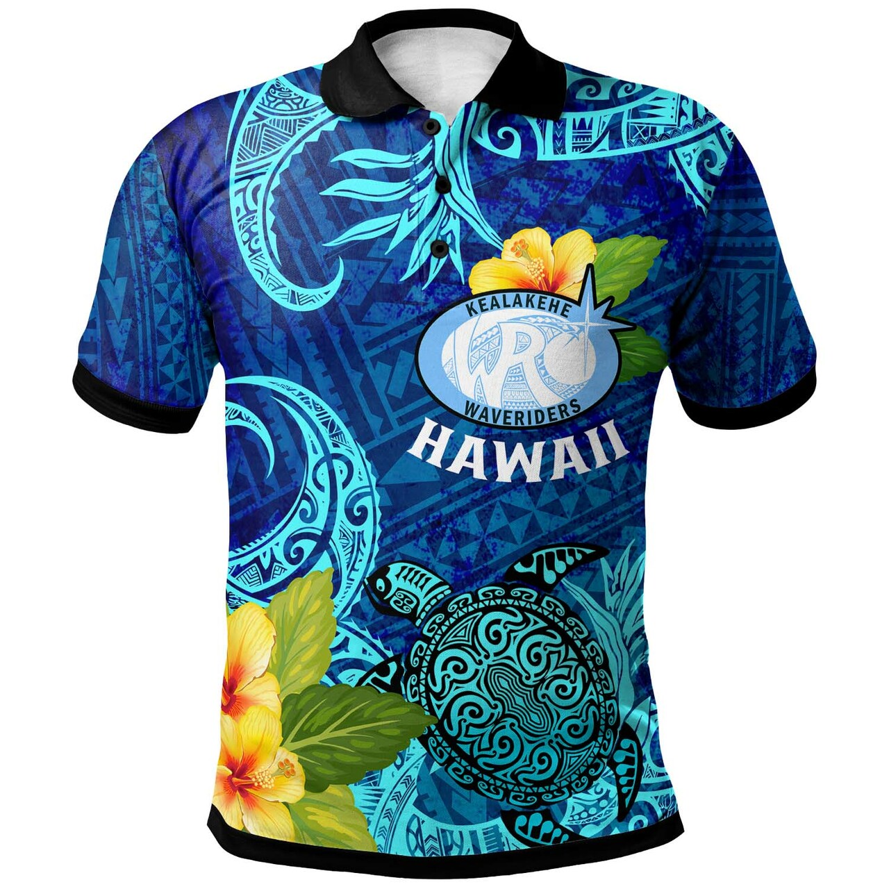 Custom Hawaii Polo Shirt Kealakehe High School with Polynesian Patterns and Hibicus Flower LT10 - Wonder Print Shop