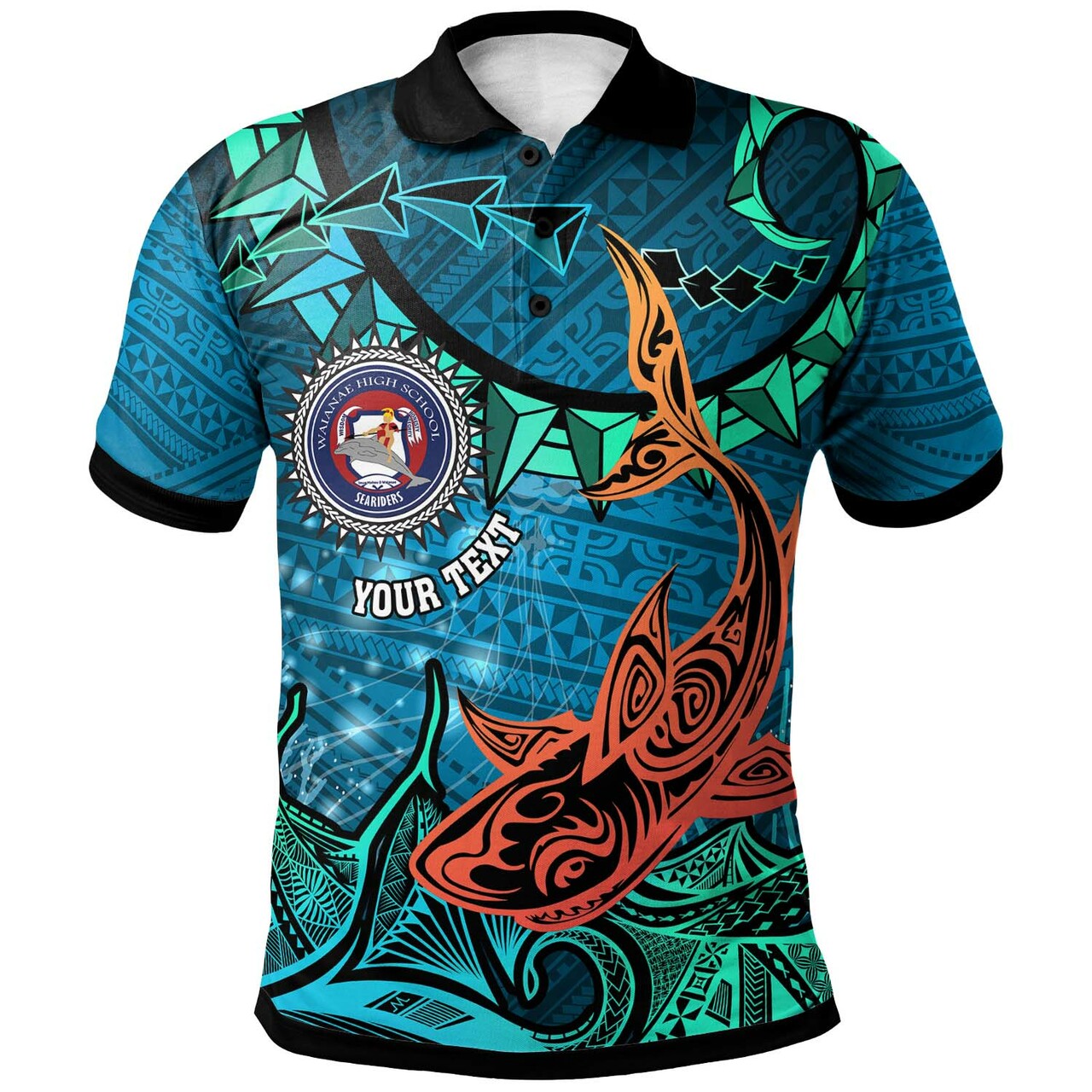 Custom Hawaii Polo Shirt Waianae High School Polynesian Seariders Tribal Pattern LT10 - Wonder Print Shop